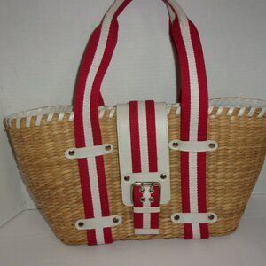 Donna Dixon Jennifer Straw Basket Weave Tote Handbag Purse